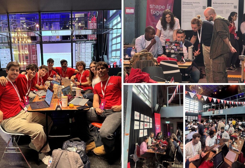 Teams and mentors working together across rows of laptops at Kraftwerk.