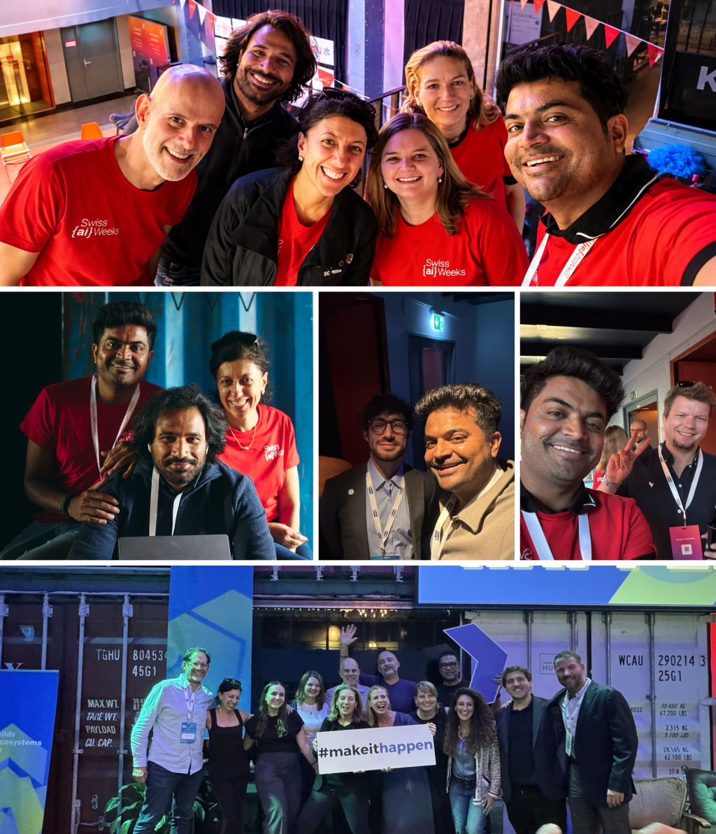 Vishal Rajpurohit with the people who made Swiss {ai} Weeks happen.