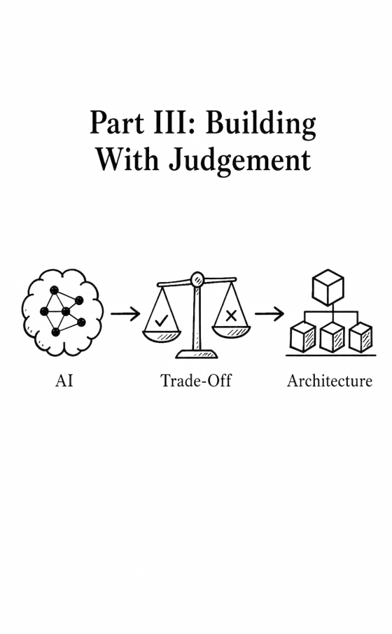 Part III illustration: AI leading to a trade-off scale leading to architecture.